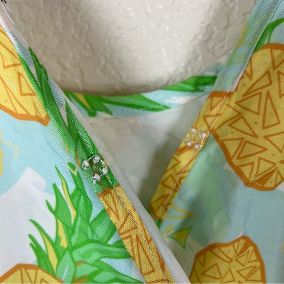 Tipsy Elves Pineapple Print Summer Romper Shorts Spaghetti strap size Large NEW - Picture 8 of 12